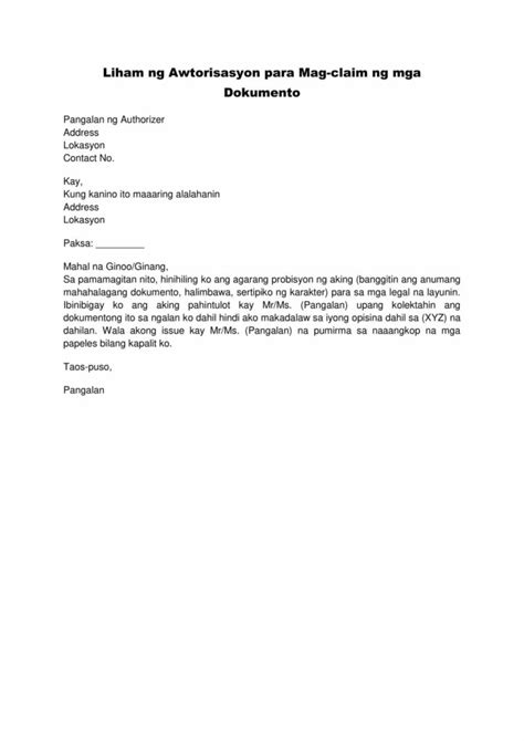 authorization letter bisaya|Sulat Ng Awtorisasyon Upang Magkamit Ng Pera .